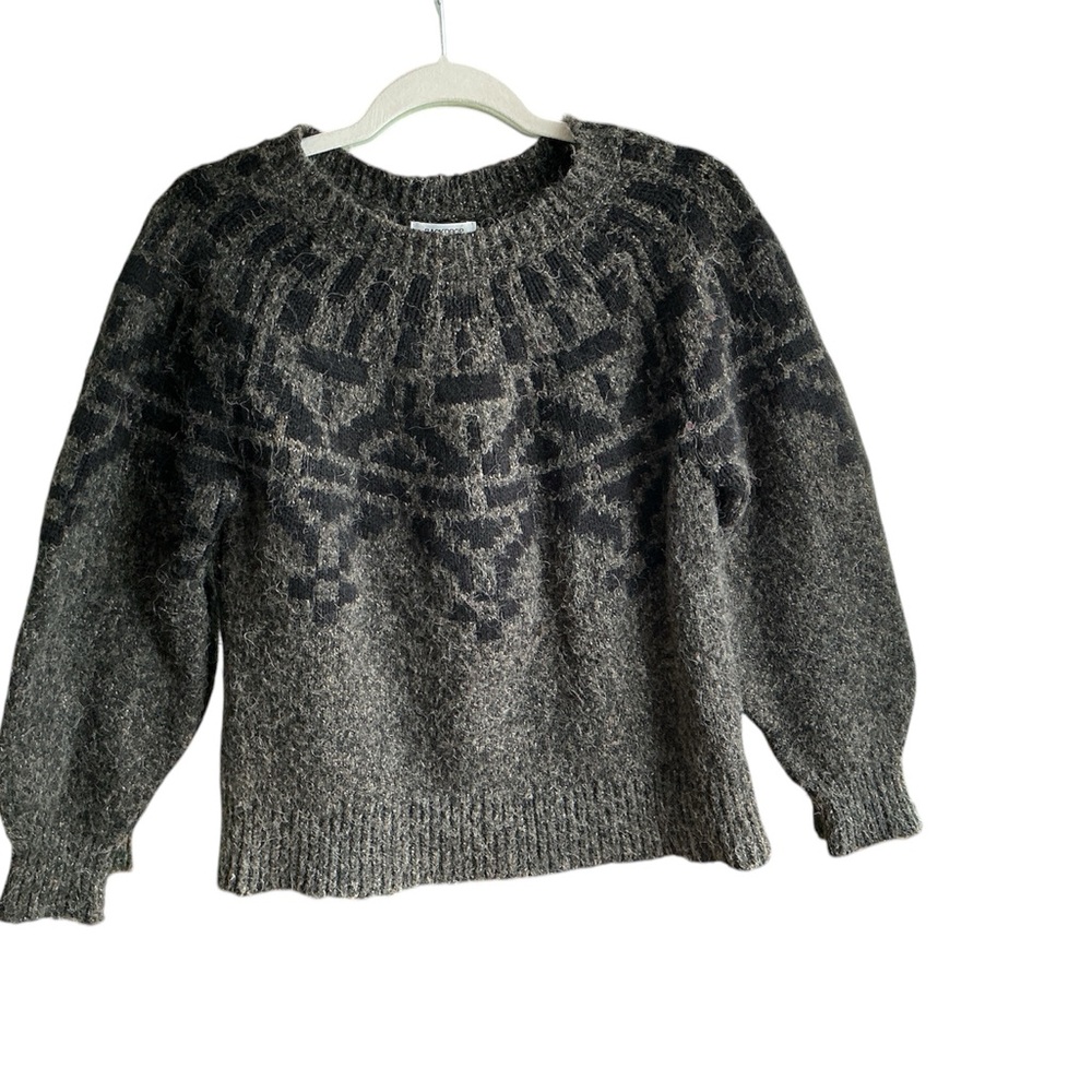 Backdrop Pullover Sweater Gray Black Brown Cozy Patterned Sz Small